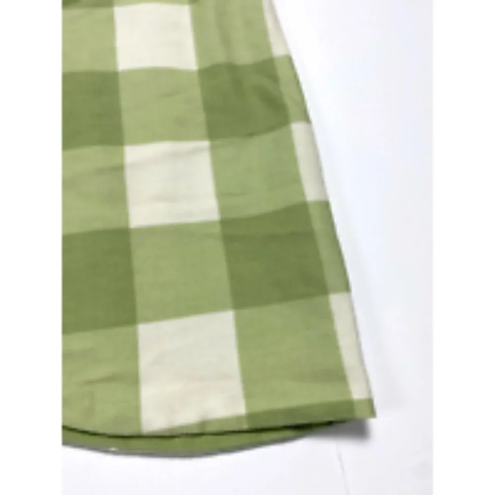 1 Single Cotton Canvas Green Plaid or Solid Reversible Valance Short Curtain